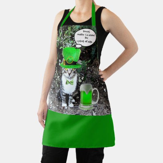 TABLIER ST PATRICK'S DAY CHAT AVEC POSTE DE BIÈRE IRLANDAI (Insitu)