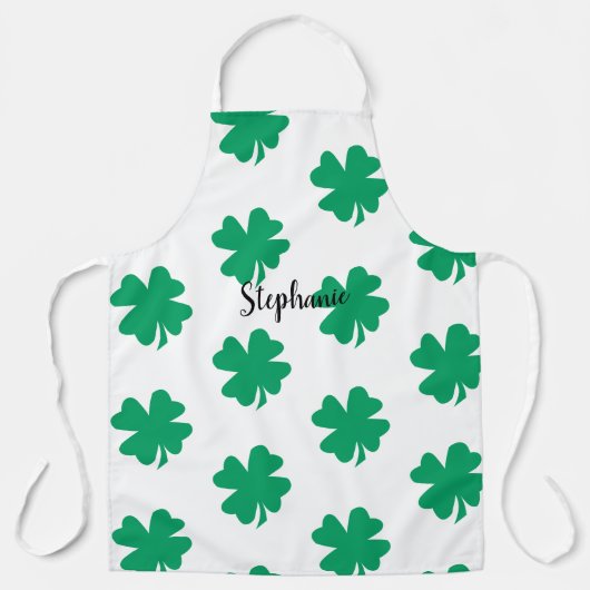 Tablier St Patrick's Day Shamrock feuille verte blanc 2024 (Recto)
