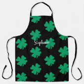 Tablier St Patrick's Day Shamrock Feuille verte Noir 2024 (Recto)