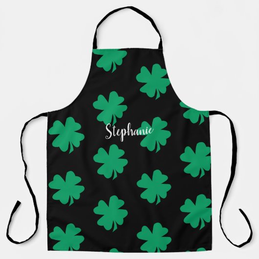 Tablier St Patrick's Day Shamrock Feuille verte Noir 2024 (Recto)