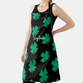 Tablier St Patrick's Day Shamrock Feuille verte Noir 2024 (Insitu)