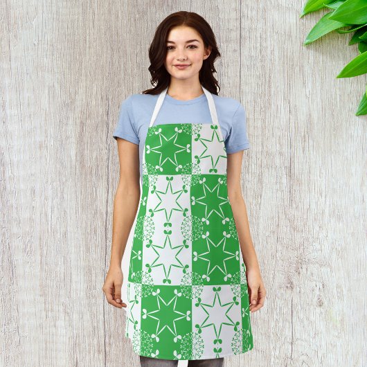 Tablier St Patricks Day Vert Clover Étoile Géométrique