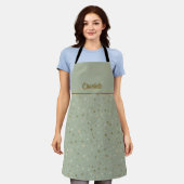 Tablier Starry Sage Green and Gold Winter Pattern (Porté)