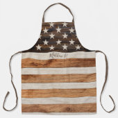 Tablier Stars et rayures en bois rustique (Recto)