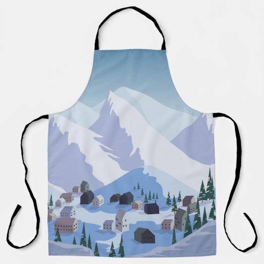 Tablier Station de ski : Paysage de montagne Vintage (Recto)