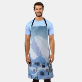 Tablier Station de ski : Paysage de montagne Vintage (Porté)