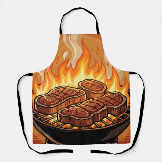 Tablier Steaks grillés flammes BBQ (Recto)