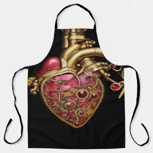 Tablier Steampunk Coeur Anatomique rubis et engrenages