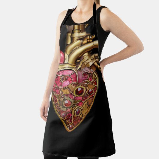 Tablier Steampunk Coeur Anatomique rubis et engrenages (Insitu)
