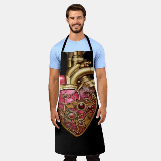 Tablier Steampunk Coeur Anatomique rubis et engrenages (Porté)