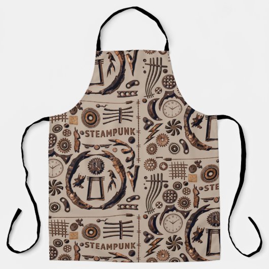 Tablier Steampunk Illustrations Pattern Brown (Recto)