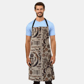 Tablier Steampunk Illustrations Pattern Brown (Porté)