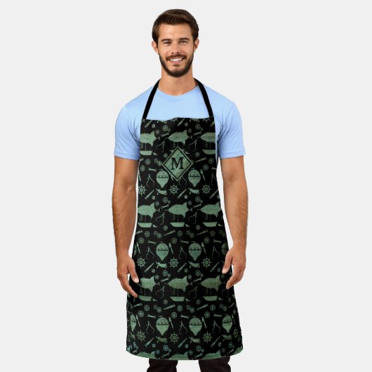Tablier Steampunk Verdigris Bronze Airships monogram (Porté)
