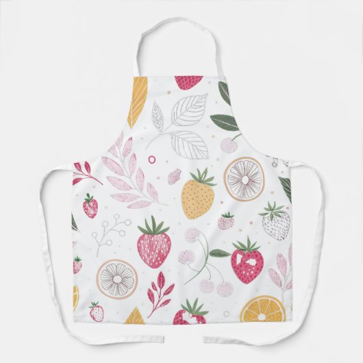 Tablier Strawberry Citrus Garden – All-Over Botanical Apro (Recto)