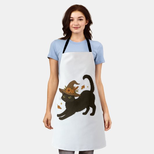 Tablier Stretting Chat Noir - Witchy Automne Classique T-S (Porté)
