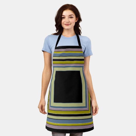 Tablier Striped Square Classic Gray Olive Pattern (Porté)