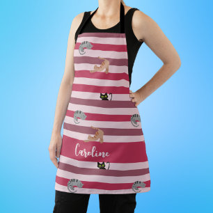 Tablier Stripes roses mignonnes personnalisées pour Amoure