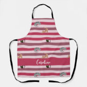 Tablier Stripes roses mignonnes personnalisées pour Amoure (Recto)