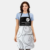 Tablier Studio minimaliste moderne classe noir blanc cheve (Porté)