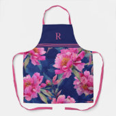 Tablier Stunning Pink Floral Bloom Monogrammed (Recto)