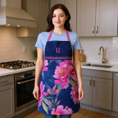 Tablier Stunning Pink Floral Bloom Monogrammed