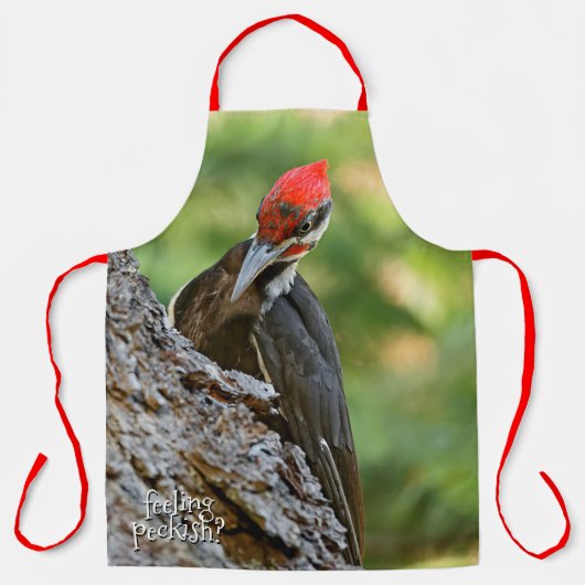 Tablier Stunning Portrait of Pileated Woodpecker on Tree (Recto)