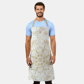 Tablier Style Boho Blanc Or Mandala Floral (Porté)