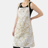 Tablier Style Boho Blanc Or Mandala Floral (Insitu)