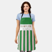 Tablier Style Colorful Chic Stripes vives modèle vert (Porté)