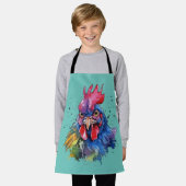 Tablier Style d'aquarelle de poulet du coq du pays (Porté)