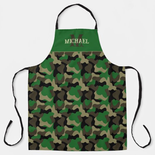 Tablier Style de monogramme de grill camouflage vert (Recto)