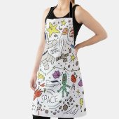 Tablier Style Doodle, illustration du thème spatial. (Insitu)