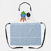 Tablier Style Ferme  Carreaux Bleus et Carottes  (Recto)