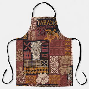 Tablier Style hawaïen motif tribal tissu patchwork