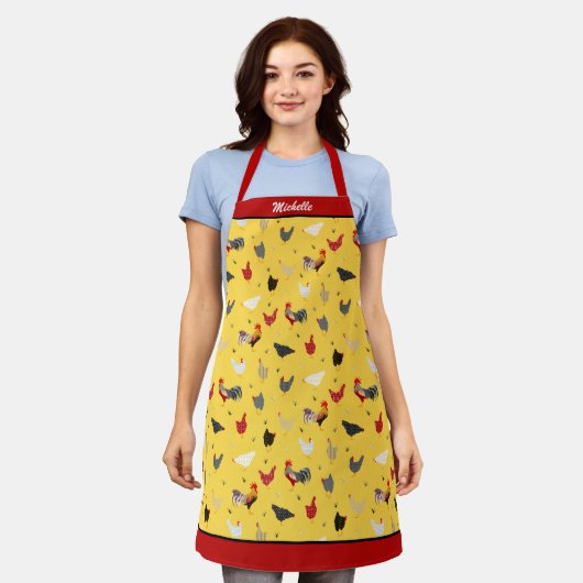 Tablier Style moderne géométrique Memphis Chicken Farm (Porté)