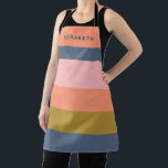 Tablier Style Moderne Stripes Joli Tons Terre Personnalisé<br><div class="desc">Cuisinez dans le style avec ce tablier personnalisé, avec un design rayé moderne dans les tons de terre douce. Le mélange de marine, pêche, corail, rose, ocre et vert sauge crée un look tendance et intemporel qui conviendra parfaitement à toute cuisine. Ajoutez votre nom pour le rendre unique, ou offrez-le...</div>