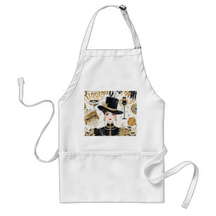 Tablier Style Moulin rouge, noir et or, Luxe riche