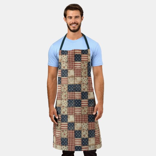 Tablier Style Patchwork Américain Rustique (Porté)