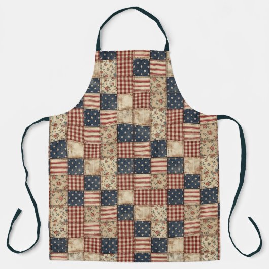 Tablier Style Patchwork Américain Rustique (Recto)