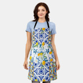 Tablier style sicilien, majolica, citrons (Porté)