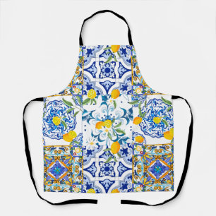 Tablier style sicilien, majolica, citrons     