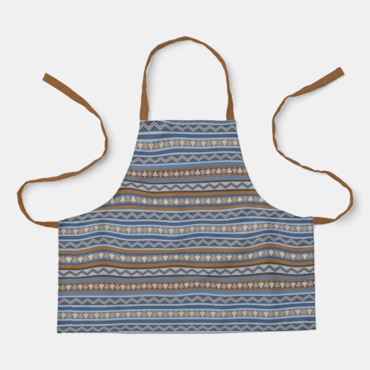 Tablier Style Sud-Ouest Bleu & Tan Design géométrique Peti (Recto)