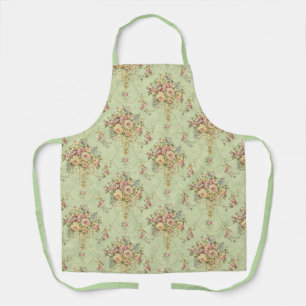 Tablier Style Victorien Vert Sage Français Rococo Floral