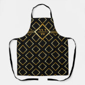 Tablier Stylish Chic Black and Faux Gold with Monogram (Recto)