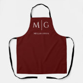Tablier Stylish Monogram With Name Personalized Maroon (Recto)