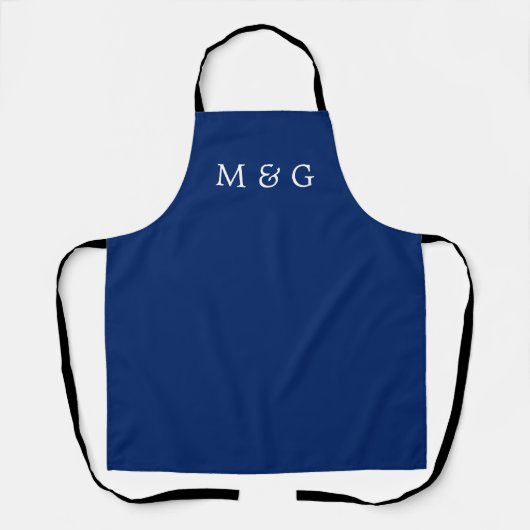Tablier Stylish Text Monogram Personalized Navy Blue (Recto)