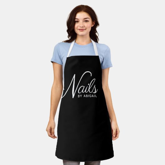 Tablier Styliste moderne noire et blanche (Porté)
