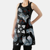 Tablier  Stylized blue foxes with intricate floral designs (Insitu)