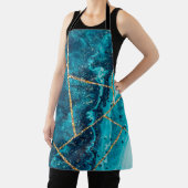 Tablier Stylo Marine Blue Gold Agate Géode Chic Monogramme (Insitu)