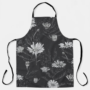 Tablier Stylo noir Chamomile : Croquis floral.
